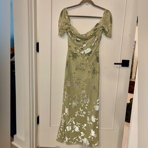 Hello Molly Good Fun Off the Shoulder Maxi Dress Green